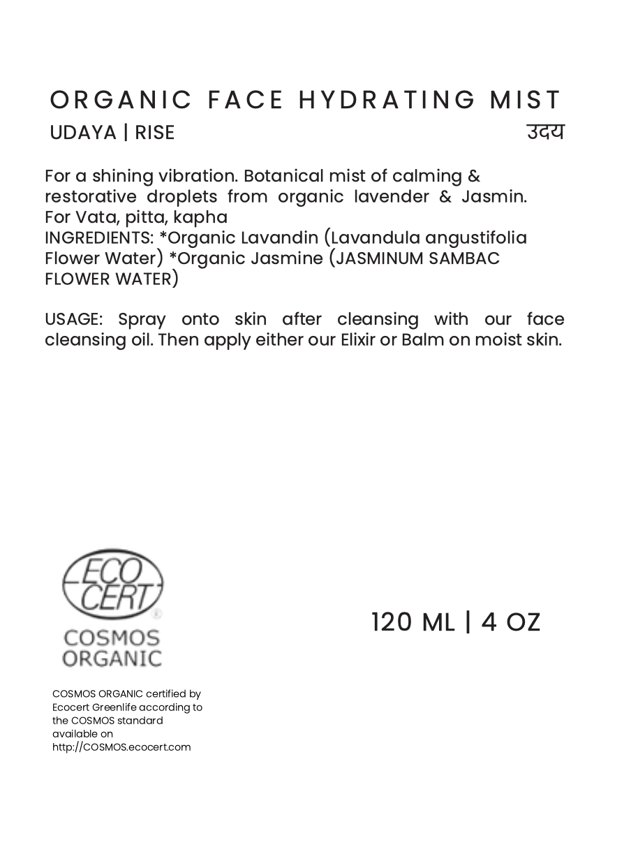 ORGANIC HYDRATING FACE MIST UDAYA RISE 120ml
