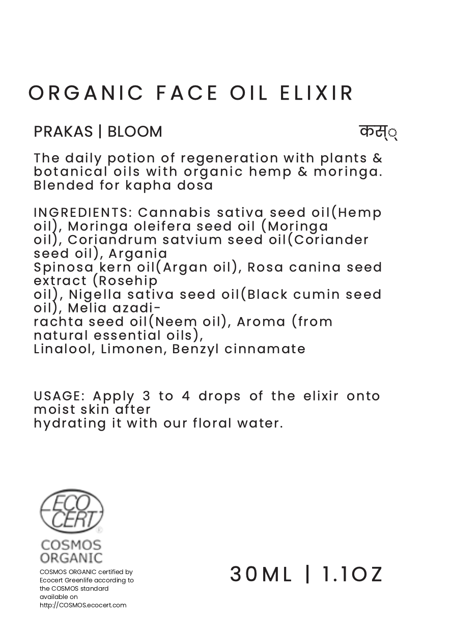 ORGANIC FACE OIL ELIXIR PRAKAS BLOOM FOR KAPHA