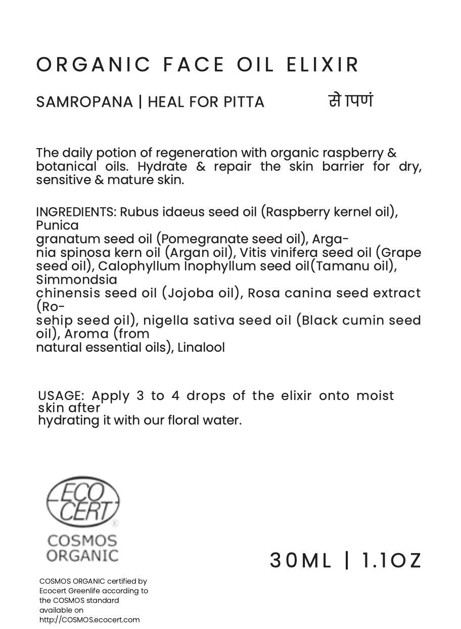 ORGANIC FACE OIL ELIXIR SAMROPANA HEAL FOR OILY & SENSITIVE SKIN